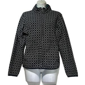 west marine serendipity black white geometric Fleece jacket Size M